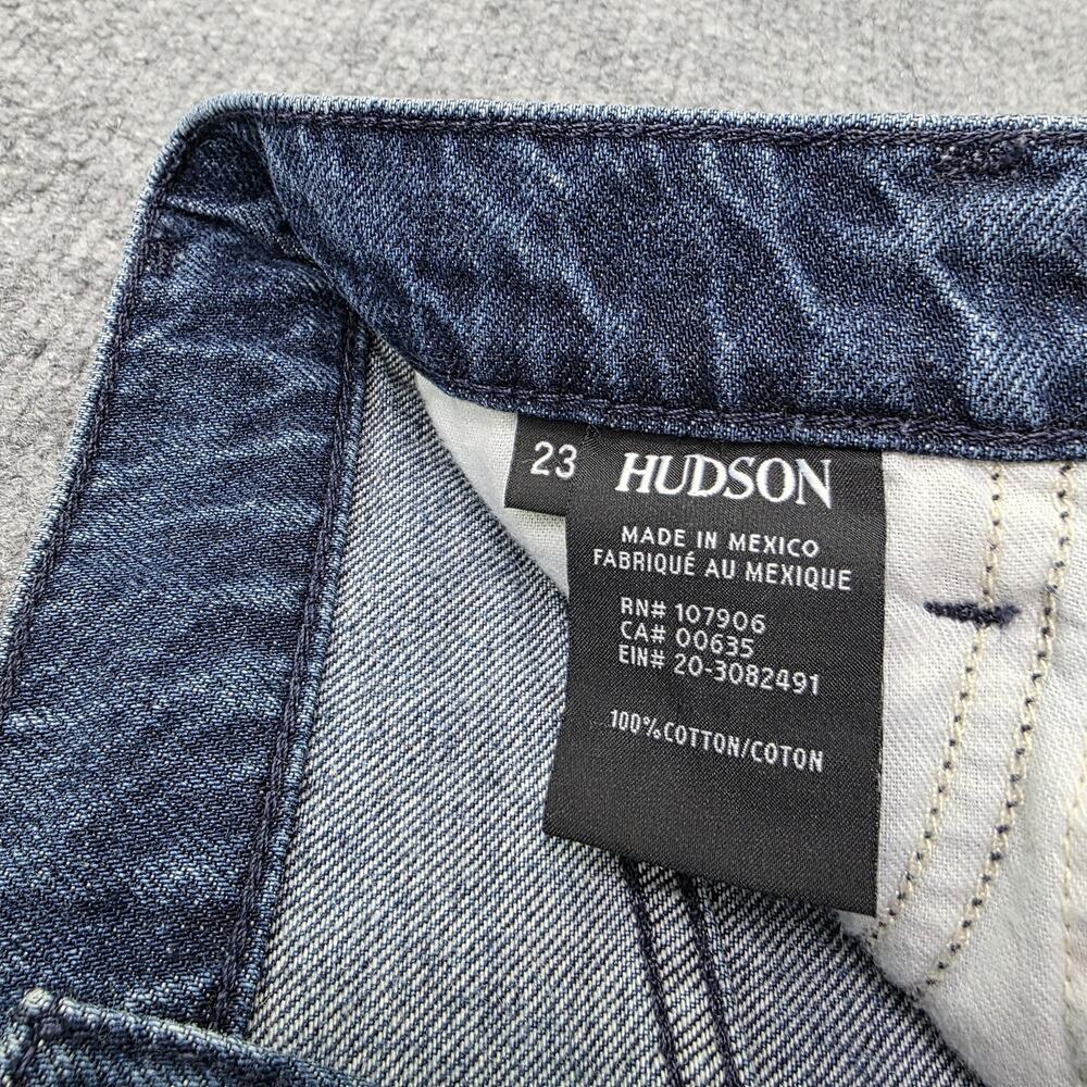 Hudson Jean Shorts Womens 23 Blue Sade Lace Up Cut Off Denim Distressed Mid Rise - Picture 2 of 16